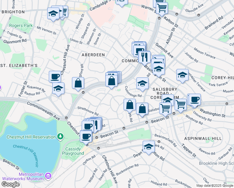 map of restaurants, bars, coffee shops, grocery stores, and more near 113 Kilsyth Road in Boston