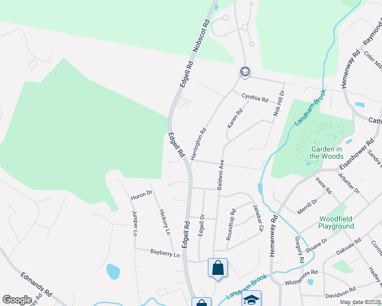 map of restaurants, bars, coffee shops, grocery stores, and more near 18 Harrington Road in Framingham