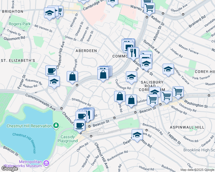 map of restaurants, bars, coffee shops, grocery stores, and more near 113 Kilsyth Road in Boston