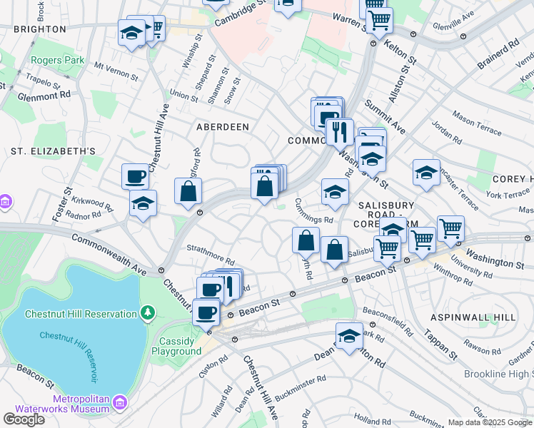 map of restaurants, bars, coffee shops, grocery stores, and more near 113 Kilsyth Road in Boston