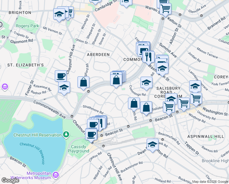 map of restaurants, bars, coffee shops, grocery stores, and more near 113 Kilsyth Road in Boston