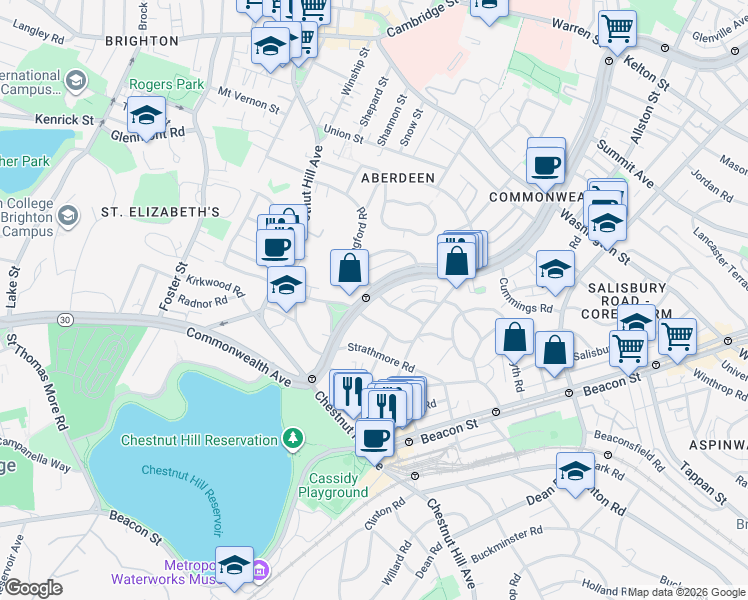 map of restaurants, bars, coffee shops, grocery stores, and more near in Boston