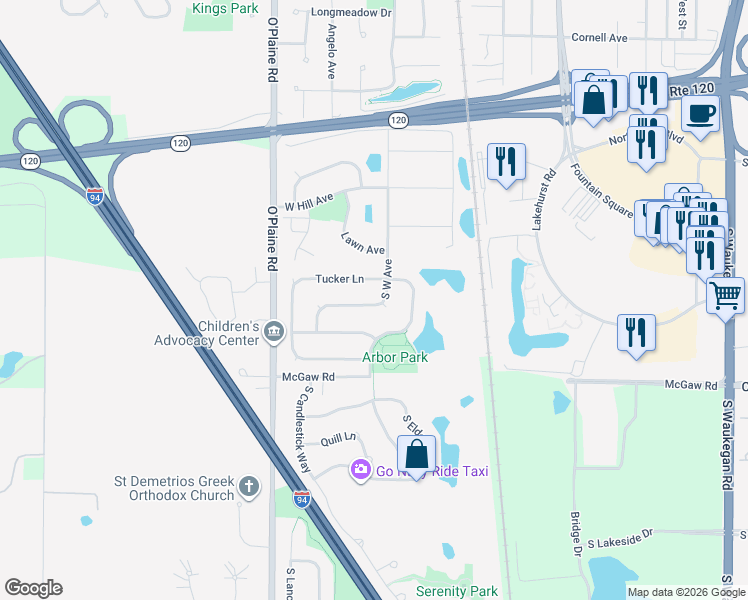 map of restaurants, bars, coffee shops, grocery stores, and more near 1034 South West Avenue in Waukegan