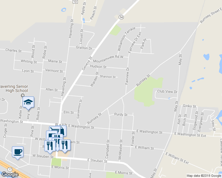 map of restaurants, bars, coffee shops, grocery stores, and more near 5-38 Casey Ln in Bath