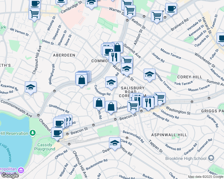 map of restaurants, bars, coffee shops, grocery stores, and more near in Boston