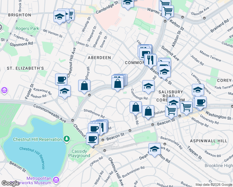 map of restaurants, bars, coffee shops, grocery stores, and more near 113 Kilsyth Road in Boston