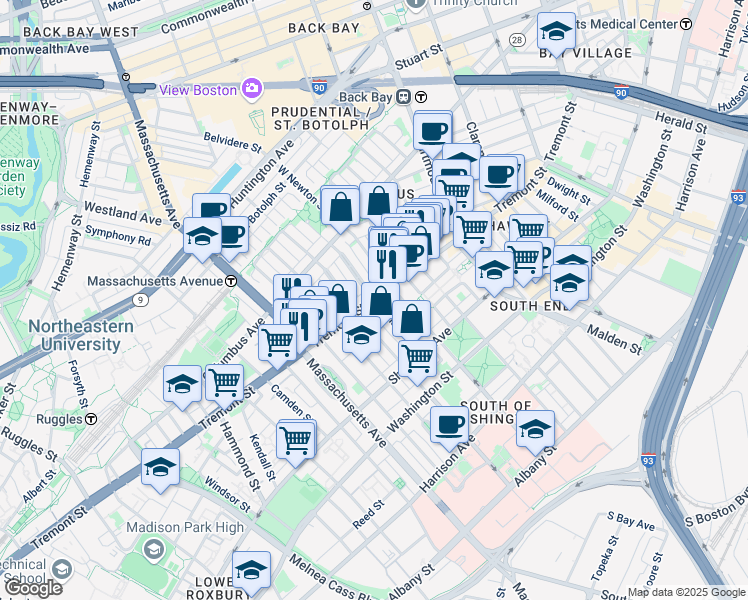 Tremont Street Boston Ma Walk Score Map Of Restaurants Bars Coffee S Grocery Ore Near Tremont