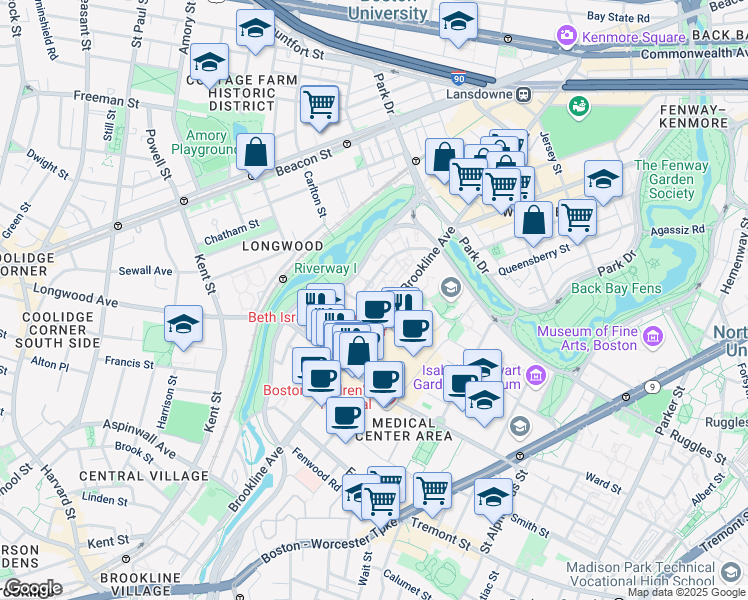 map of restaurants, bars, coffee shops, grocery stores, and more near in 