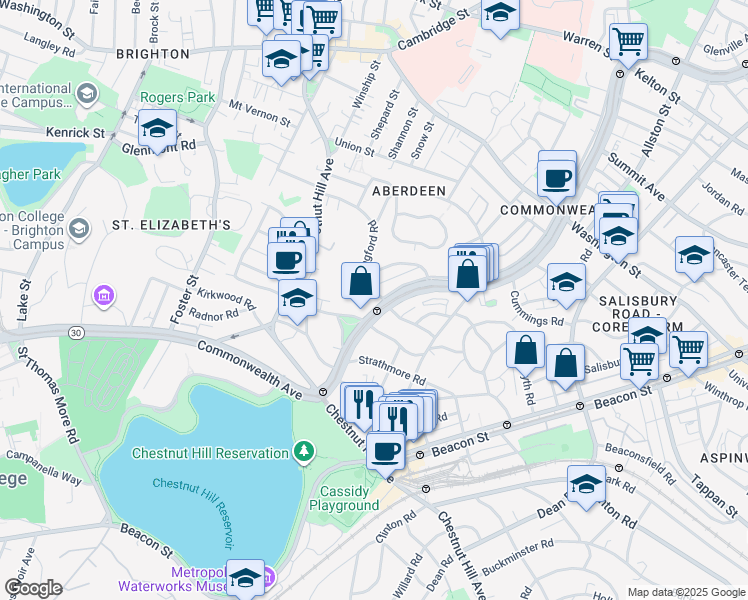 map of restaurants, bars, coffee shops, grocery stores, and more near in Boston