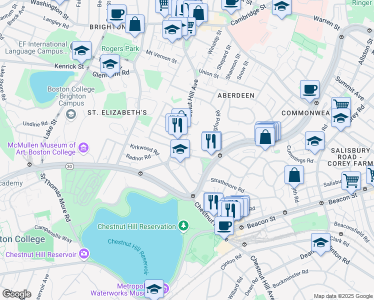 map of restaurants, bars, coffee shops, grocery stores, and more near 10 Lothian Road in Boston