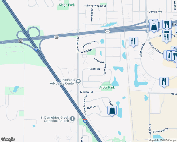 map of restaurants, bars, coffee shops, grocery stores, and more near 1087 South West Avenue in Waukegan