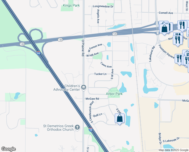 map of restaurants, bars, coffee shops, grocery stores, and more near 1087 South West Avenue in Waukegan