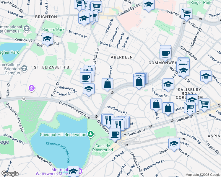 map of restaurants, bars, coffee shops, grocery stores, and more near in Boston