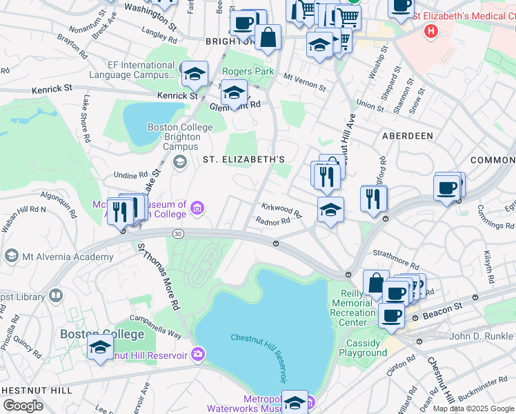 map of restaurants, bars, coffee shops, grocery stores, and more near 260 Foster Street in Boston