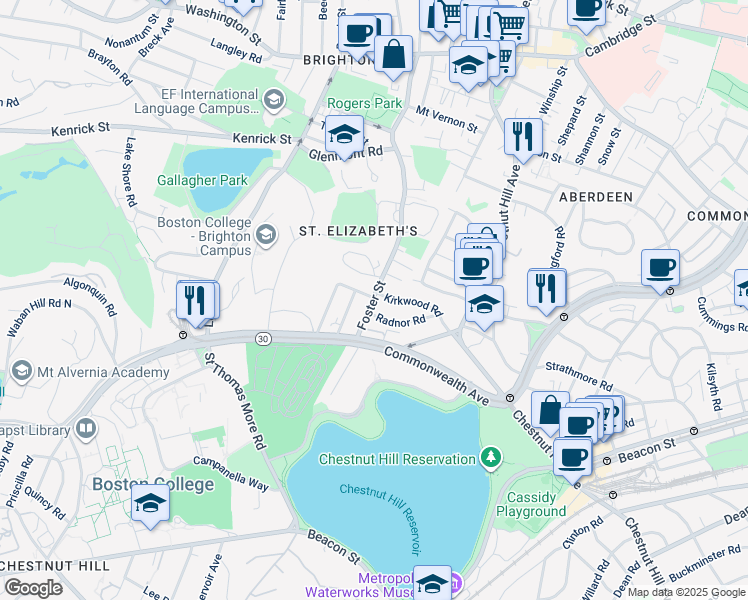 map of restaurants, bars, coffee shops, grocery stores, and more near 260 Foster Street in Boston