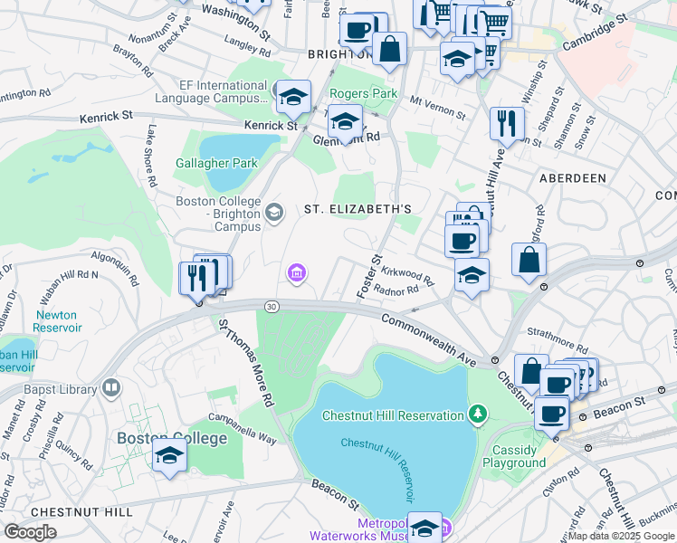 map of restaurants, bars, coffee shops, grocery stores, and more near 22 Lane Park in Boston