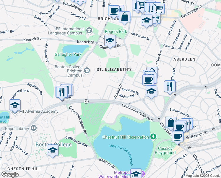 map of restaurants, bars, coffee shops, grocery stores, and more near 22 Lane Park in Boston