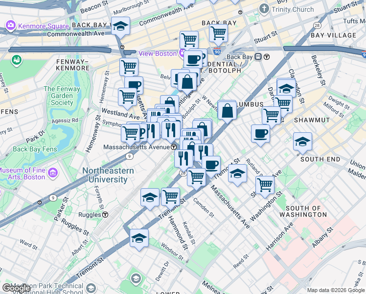 map of restaurants, bars, coffee shops, grocery stores, and more near 23 Wellington Street in Boston