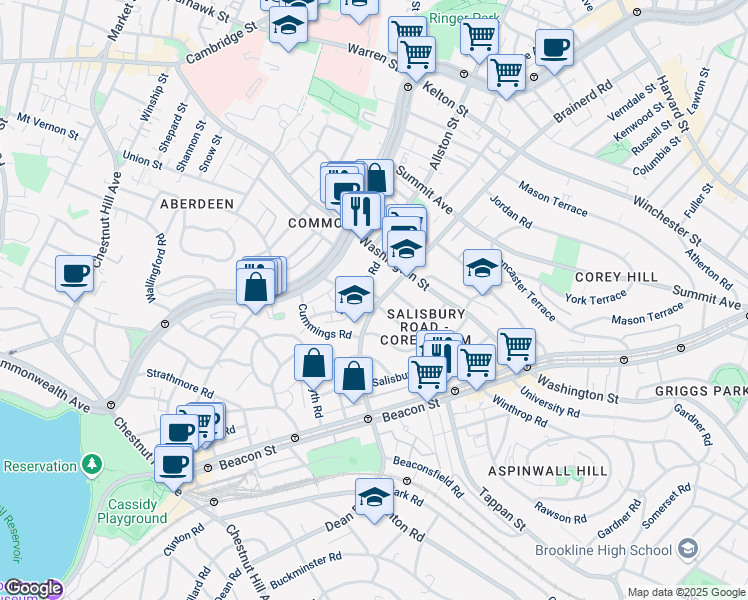 map of restaurants, bars, coffee shops, grocery stores, and more near 19 Mount Hood Road in Boston