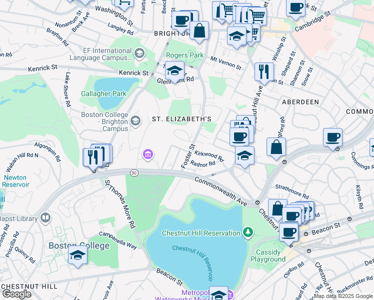 map of restaurants, bars, coffee shops, grocery stores, and more near 260 Foster Street in Boston