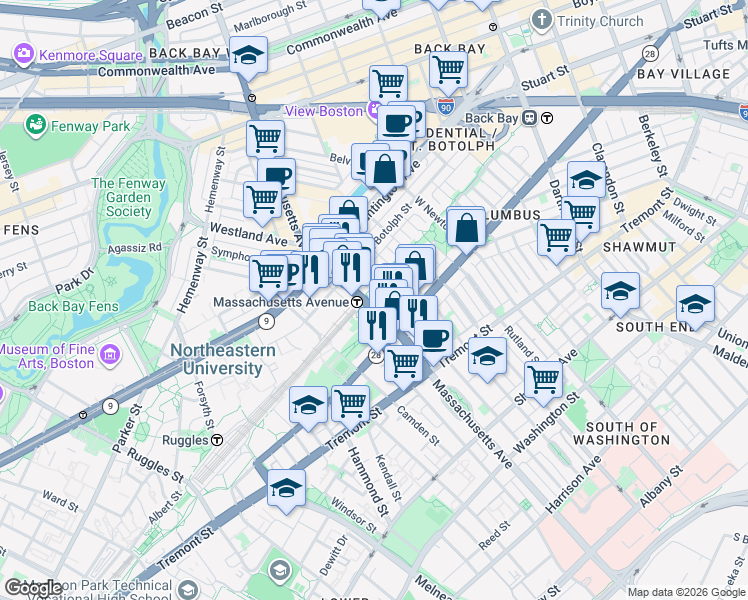 map of restaurants, bars, coffee shops, grocery stores, and more near 23 Wellington Street in Boston