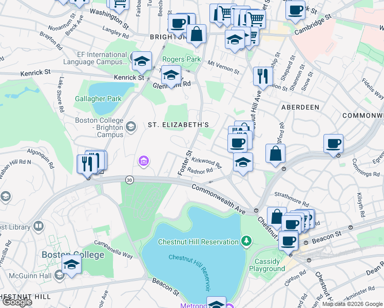 map of restaurants, bars, coffee shops, grocery stores, and more near 260 Foster Street in Boston