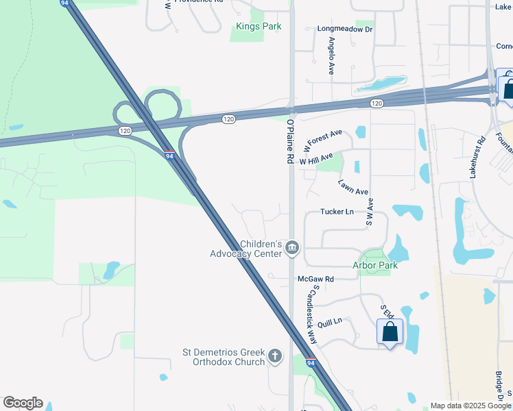 map of restaurants, bars, coffee shops, grocery stores, and more near 1035 South Wellington Road in Waukegan