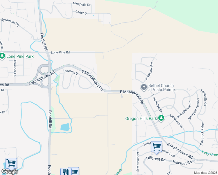 map of restaurants, bars, coffee shops, grocery stores, and more near 4199 Rachel Way in Medford
