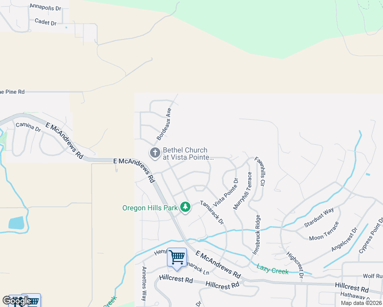 map of restaurants, bars, coffee shops, grocery stores, and more near 4351 Vista Pointe Drive in Medford