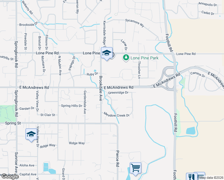 map of restaurants, bars, coffee shops, grocery stores, and more near 2443 Greenridge Drive in Medford