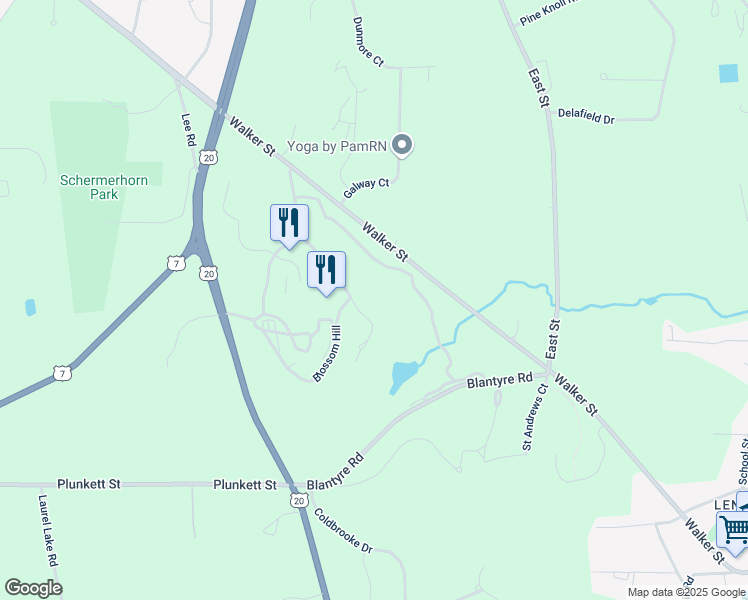 map of restaurants, bars, coffee shops, grocery stores, and more near 55 Lee Road in Lenox