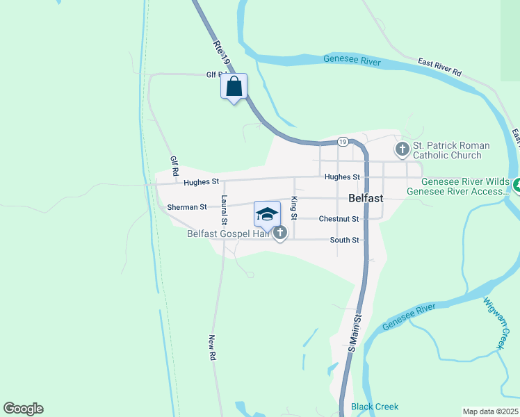 map of restaurants, bars, coffee shops, grocery stores, and more near 58 Sherman St in Belfast