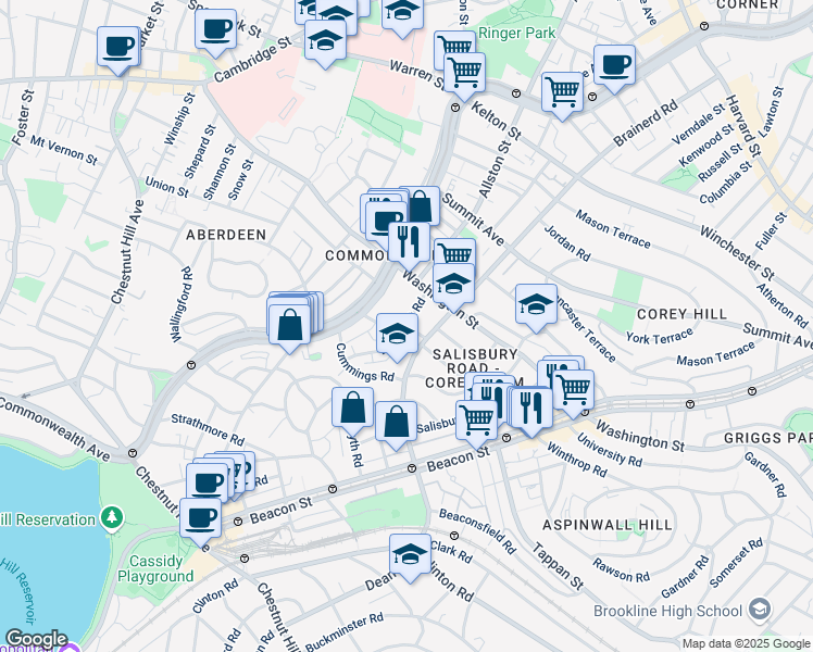 map of restaurants, bars, coffee shops, grocery stores, and more near 29 Mt Hood Rd in Boston