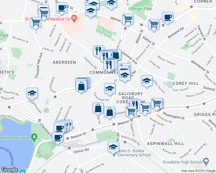 map of restaurants, bars, coffee shops, grocery stores, and more near in 