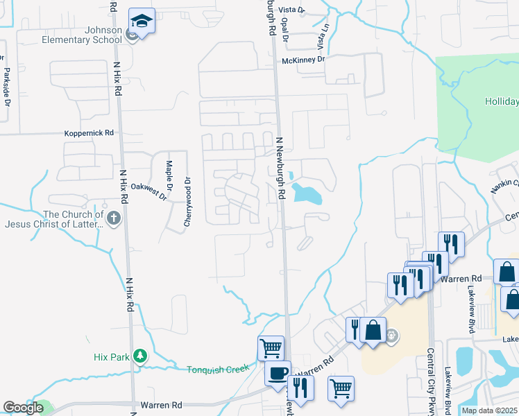 map of restaurants, bars, coffee shops, grocery stores, and more near 7501 Culpepper Court in Westland