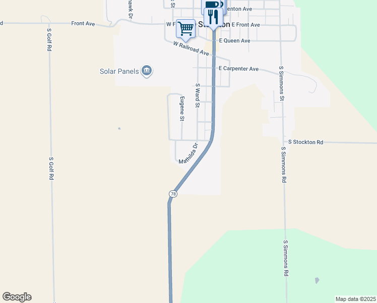 map of restaurants, bars, coffee shops, grocery stores, and more near 117 Mathilda Drive in Stockton