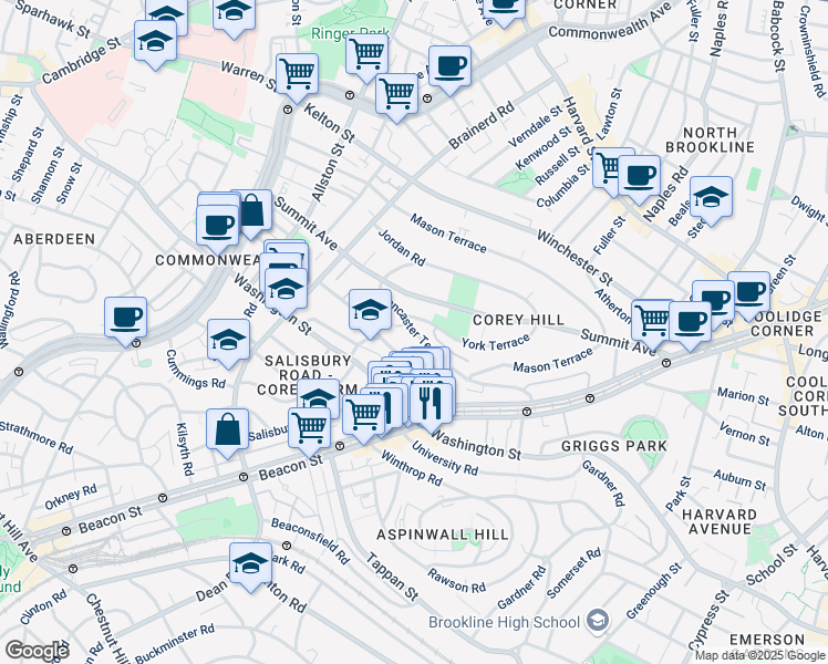 map of restaurants, bars, coffee shops, grocery stores, and more near in 