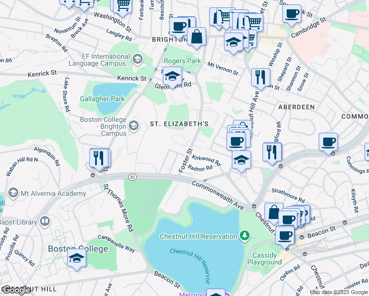 map of restaurants, bars, coffee shops, grocery stores, and more near 260 Foster Street in Boston