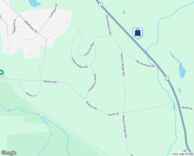 map of restaurants, bars, coffee shops, grocery stores, and more near 22 Hawthorn Road in Amherst