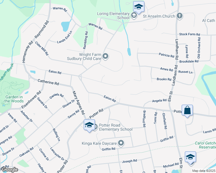 map of restaurants, bars, coffee shops, grocery stores, and more near 58 Overlook Drive in Framingham
