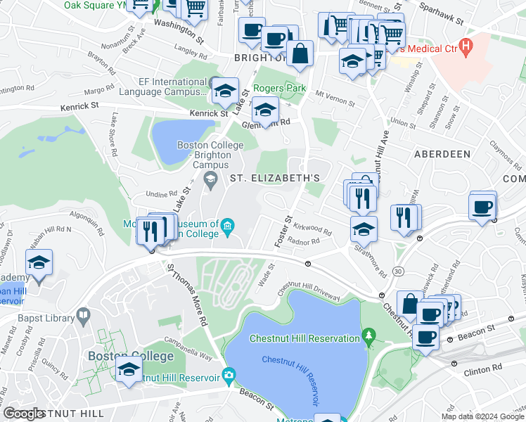 map of restaurants, bars, coffee shops, grocery stores, and more near 22 Lane Park in Boston