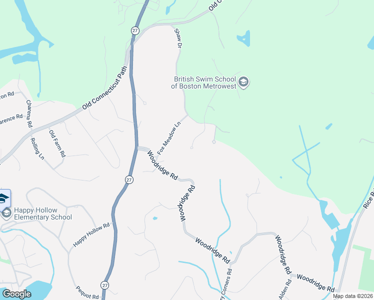 map of restaurants, bars, coffee shops, grocery stores, and more near 2 Five Paths Court in Wayland