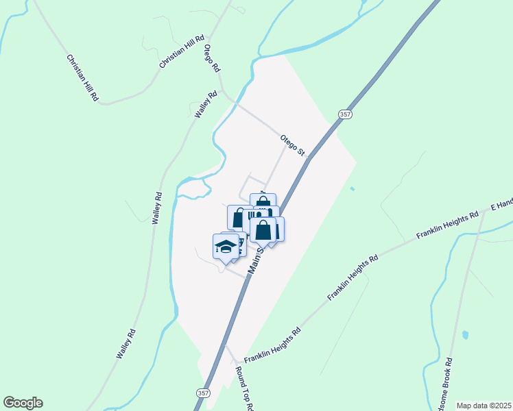 map of restaurants, bars, coffee shops, grocery stores, and more near Center Street in Franklin