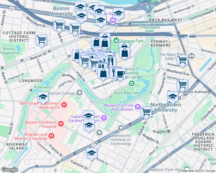 map of restaurants, bars, coffee shops, grocery stores, and more near Private Alley 929 in Boston