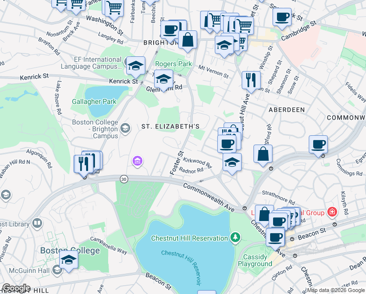 map of restaurants, bars, coffee shops, grocery stores, and more near 260 Foster Street in Boston