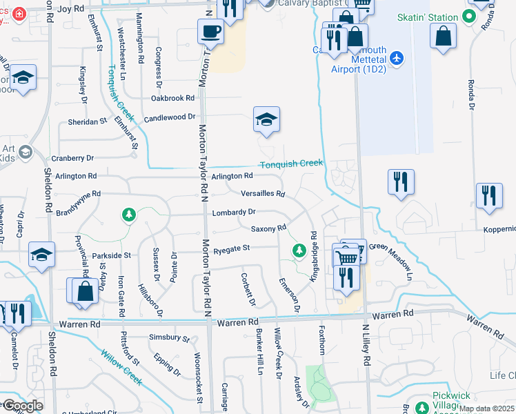 map of restaurants, bars, coffee shops, grocery stores, and more near 42926 Lombardy Drive in Canton