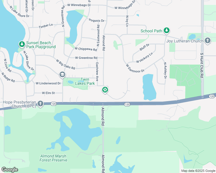 map of restaurants, bars, coffee shops, grocery stores, and more near 17798 Stone Manor Court in Gages Lake