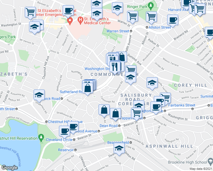 map of restaurants, bars, coffee shops, grocery stores, and more near in 