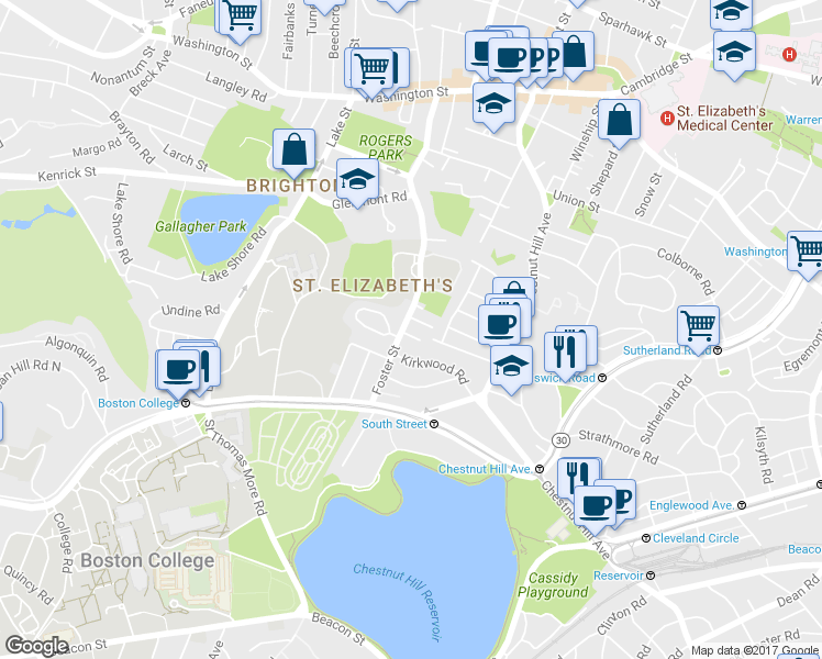 map of restaurants, bars, coffee shops, grocery stores, and more near 260 Foster Street in Boston
