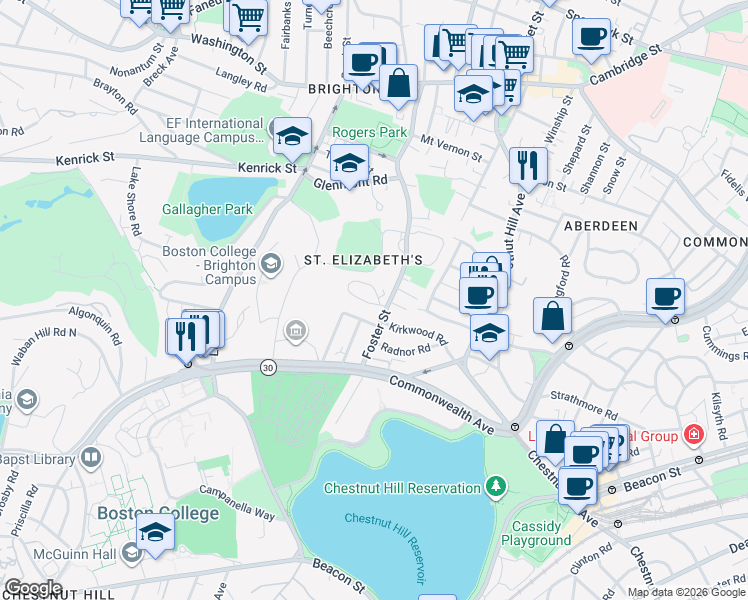map of restaurants, bars, coffee shops, grocery stores, and more near 260 Foster Street in Boston